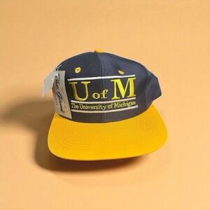 Vintage NWT University of Michigan U of M Snapback Hat The Game NCAA Blue/Yellow